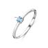 Ring, zilver gerhodineerd met aquamarijn (maat 17,5) - 24799