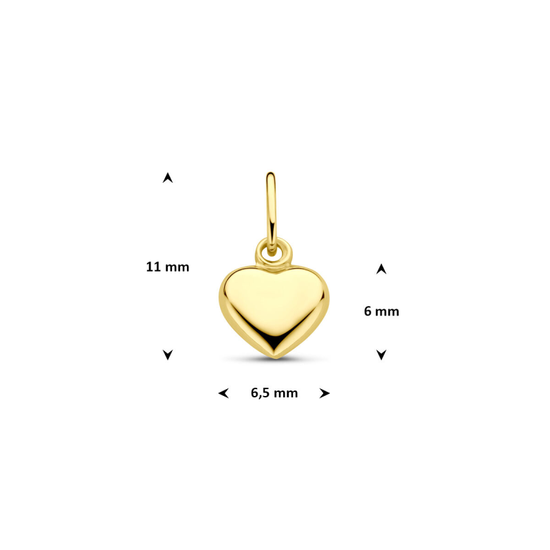 Hanger, 14krt.goud hart (6,5mm.) - 8852