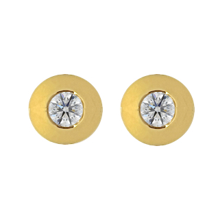 Oorknoppen, 18 krt.goud solitair met diamant (totaal 0,20ct.) - 4399