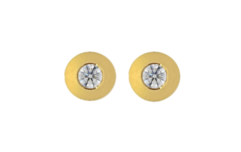 Oorknoppen, 18 krt.goud solitair met diamant (totaal 0,20ct.) - 4399