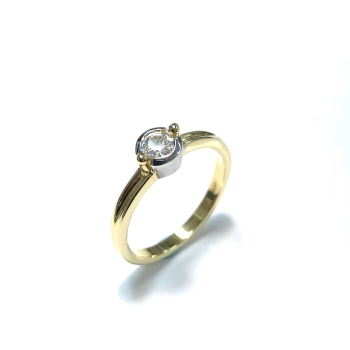 Ring, 14krt.bicolor goud met Moissanite 4mm. (maat 17) - 4410 Ring, 14krt.bicolor goud met Moissanite 4mm. (maat 17) - 4410