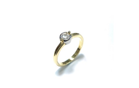 HC Ring, 14krt.bicolor goud met Moissanite 4mm. (maat 17) - 4410