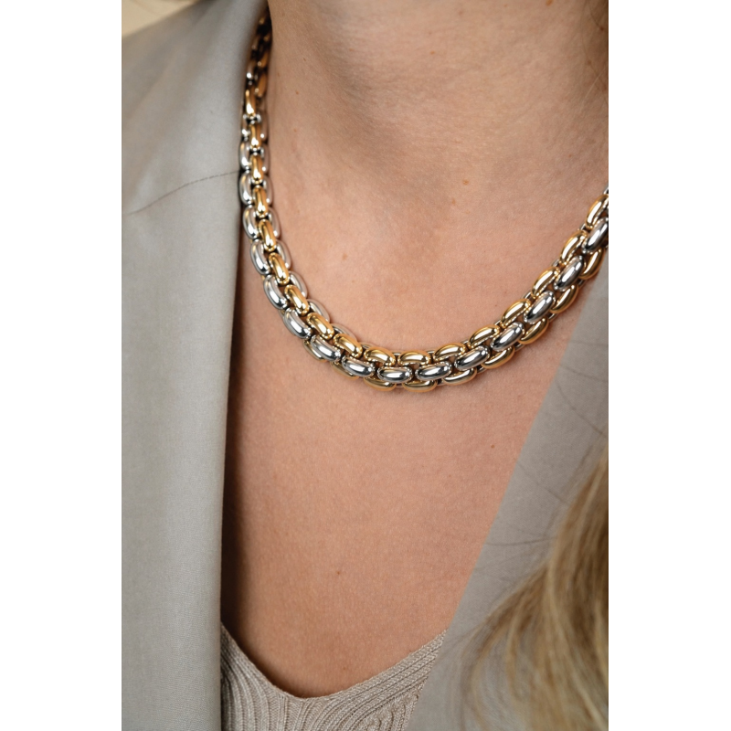 Collier, zilver verguld schakelbreedte 10,5mm (lengte: 45cm.) - 9519