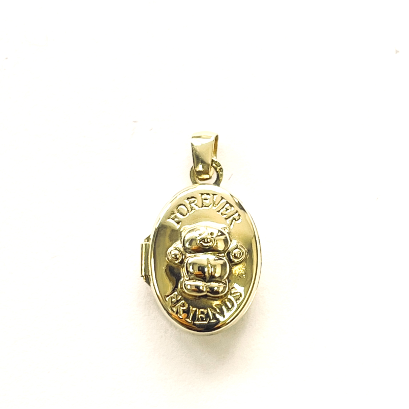 Medaillon, 14krt.goud ovaal Forever Friends (10x13mm.) - 1250 Medaillon, 14krt.goud ovaal Forever Friends (10x13mm.) - 1250