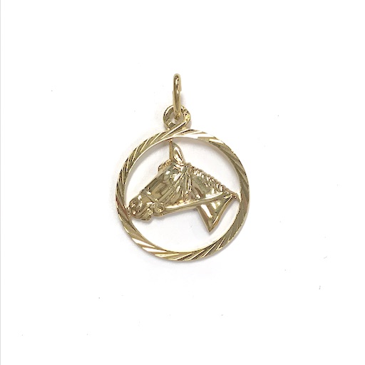 HC Hanger, 14krt.goud paardehoofd (15 mm.) - 5127