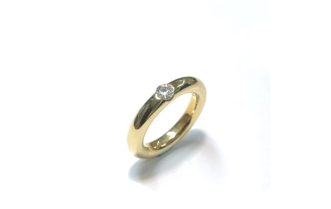 HC Ring, 14krt.goud met Moissanite 4mm.(17.25) - 3101