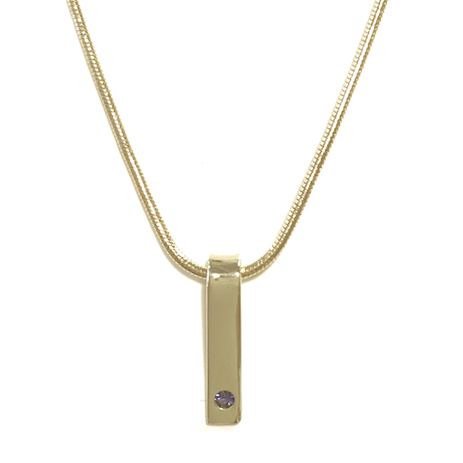 Hanger, 14krt.goud met saffier (lengte hanger:14mm.) excl. collier - 1170