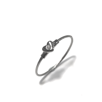Ring, 14 krt.witgoud/edelstaal met 0,01ct.diamant (maat 16,5) - 1039 Ring, 14 krt.witgoud/edelstaal met 0,01ct.diamant (maat 16,5) - 1039