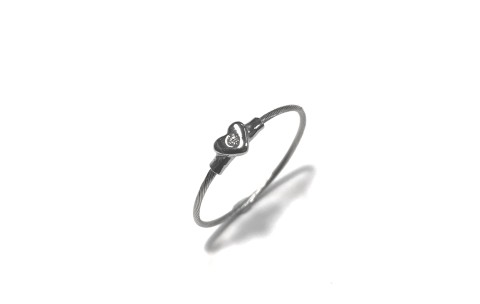 HC Ring, 14 krt.witgoud/edelstaal met 0,01ct.diamant (maat 16,5) - 1039