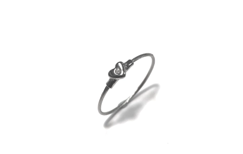 Ring, 14 krt.witgoud/edelstaal met 0,01ct.diamant (maat 16,5) - 1039