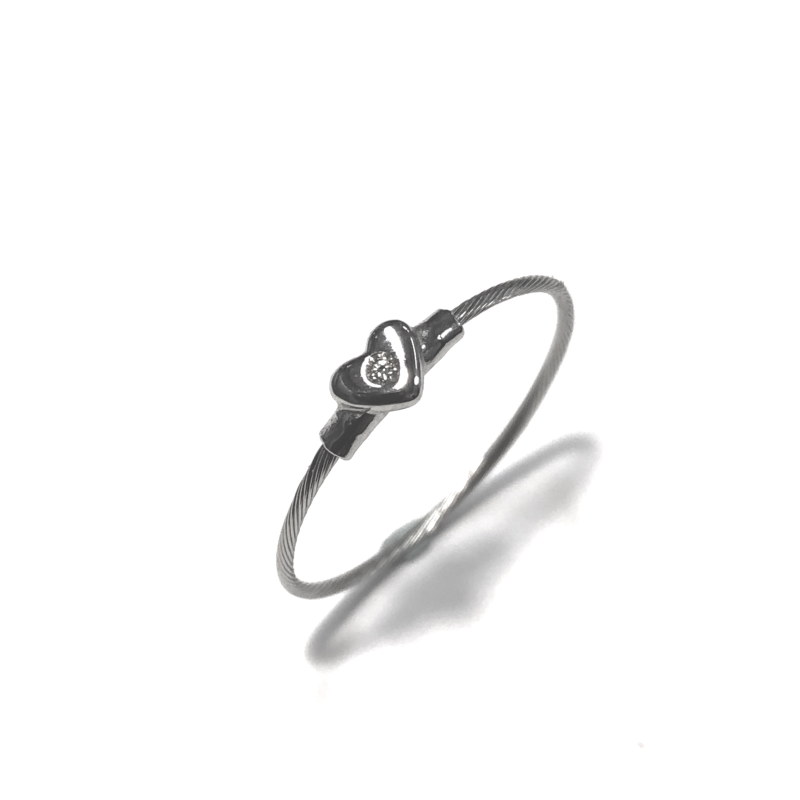 Ring, 14 krt.witgoud/edelstaal met 0,01ct.diamant (maat 16,5) - 1039