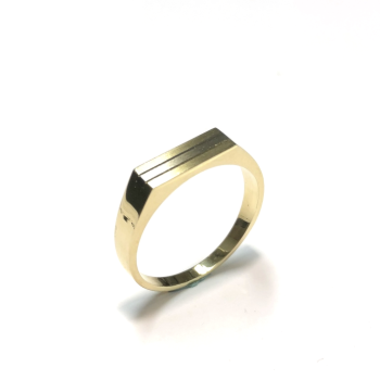 Ring, 14krt.bicolour goud (maat 18.25) bovenvlak:4x12mm - 995 Ring, 14krt.bicolour goud (maat 18.25) bovenvlak:4x12mm - 995