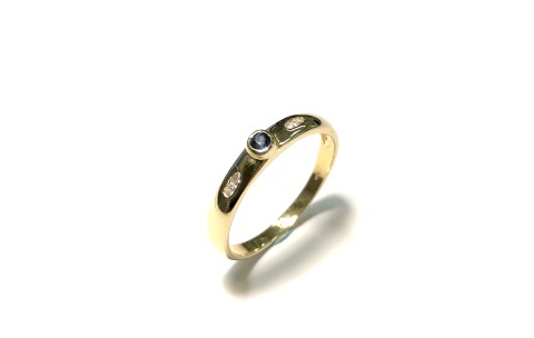HC Ring, 14krt.goud met saffier en diamant totaal 0,07ct. (maat 17.75) - 967