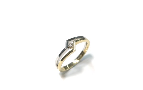 HC Ring, 14krt goud met diamant 0,06ct. (maat 18.5) - 921