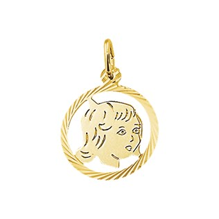 Hanger, 14krt.goud Kinderhoofdje meisje (15,5mm.) - 7404 Hanger, 14krt.goud Kinderhoofdje meisje (15,5mm.) - 7404