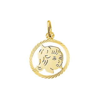 Hanger, 14krt.goud Kinderhoofdje meisje (15,5mm.) - 7404 Hanger, 14krt.goud Kinderhoofdje meisje (15,5mm.) - 7404