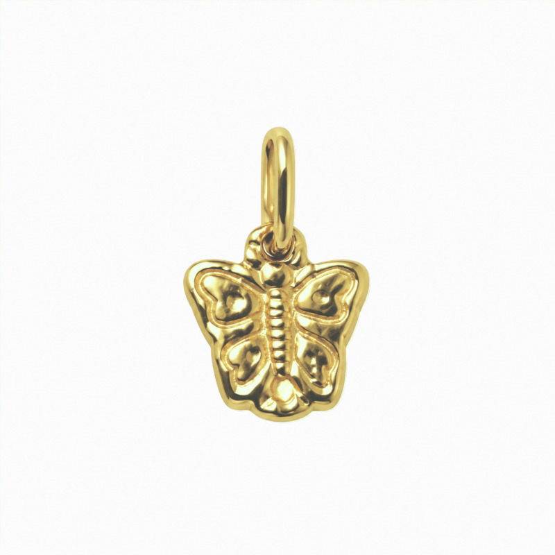 14krt. geelgouden hanger vlinder tweezijdg (hoogte incl.hangoog: 10mm.) - 5786