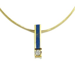 Hanger, 14krt.goud met Lapis Lazuli en zirconia (lengte hanger:19mm.) excl. collier - 1154 Hanger, 14krt.goud met Lapis Lazuli en zirconia (lengte hanger:19mm.) excl. collier - 1154