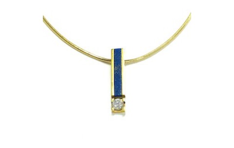 HC Hanger, 14krt.goud met Lapis Lazuli en zirconia (lengte hanger:19mm.) excl. collier - 1154