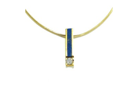 HC Hanger, 14krt.goud met Lapis Lazuli en zirconia (lengte hanger:19mm.) excl. collier - 1154