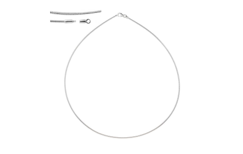 Collier, 14krt.witgoud omegal 1,5mm. (lengte: 43cm.) met afschroefbaar eindoog - 7357