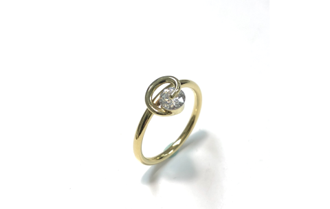 HC Ring, 14krt.goud met zirconia (maat 17,5) - 2551