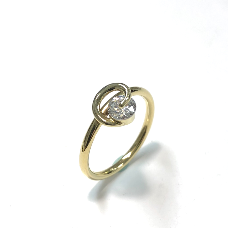 Ring, 14krt.goud met zirconia (maat 17,5) - 2551