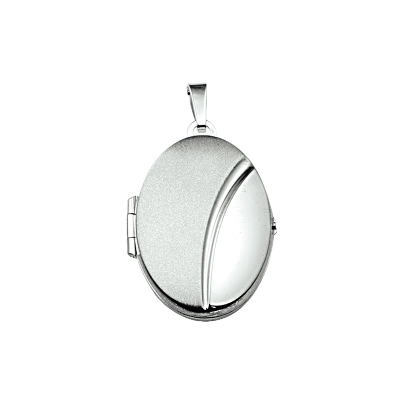 Medaillon, zilver ovaal mat/glans (20x28mm.) - 7749