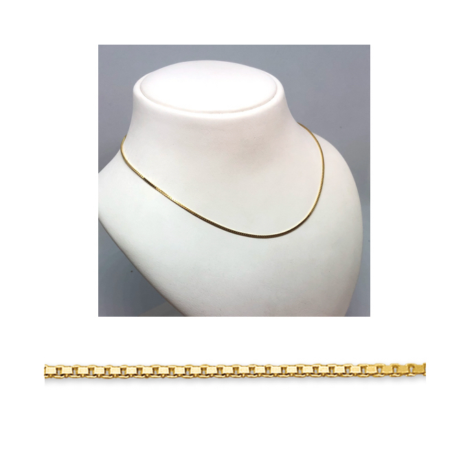 Collier, 14krt.geelgoud venetiaanse schakel 0,9mm. (lengte: 38cm.) - 7968 Collier, 14krt.geelgoud venetiaanse schakel 0,9mm. (lengte: 38cm.) - 7968