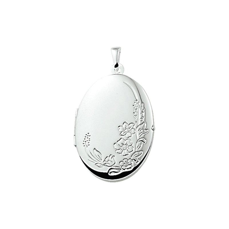 Medaillon, zilver ovaal bewerkt (26x19mm.) - 8051