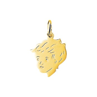 Hanger, 14krt.goud Kinderhoofdje jongen (18mm.) - 8055 Hanger, 14krt.goud Kinderhoofdje jongen (18mm.) - 8055