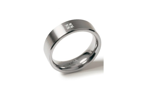 Boccia Ring, titanium model 0101-12 breedte: 6mm. met diamant 0,02ct. (maat 54) - 8099