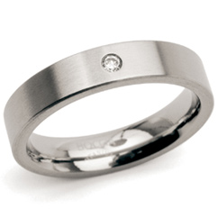 Boccia Ring, titanium model 0121-04 breedte: 4,5mm. met diamant 0,03ct.(maat 55) - 8100