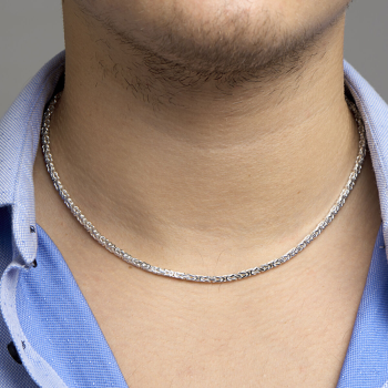 Collier, zilver koningsschakel 3mm.(lengte: 50cm.) - 8180 Collier, zilver koningsschakel 3mm.(lengte: 50cm.) - 8180