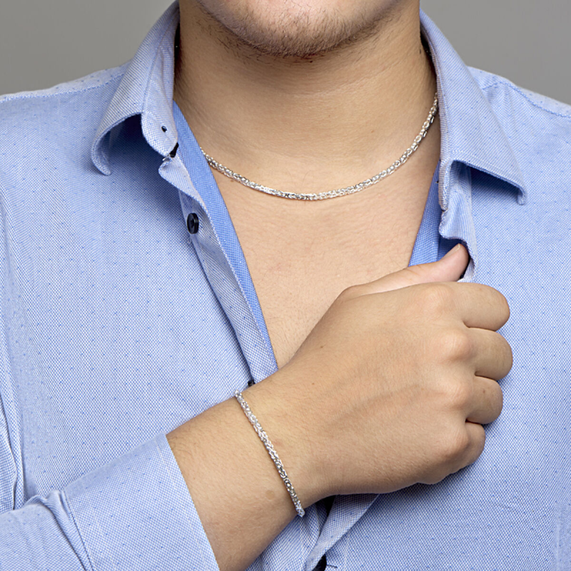 Collier, zilver koningsschakel 3mm.(lengte: 50cm.) - 8180