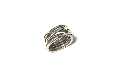 Pandora Ring, 925zilver met 14krt.goud draad/ring (maat 58) - 8193