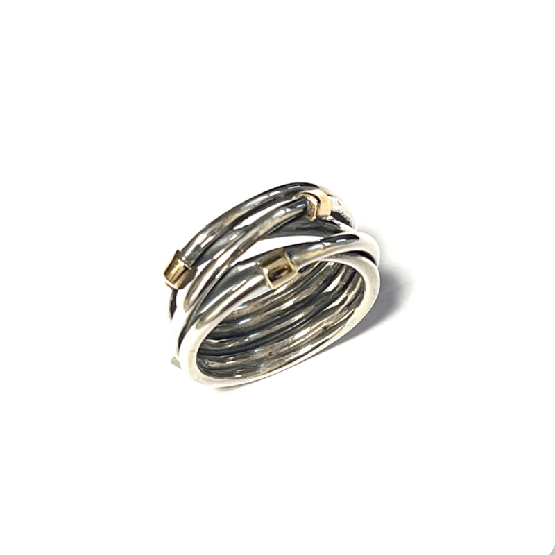 Pandora Ring, 925zilver met 14krt.goud (maat 18) - 8193