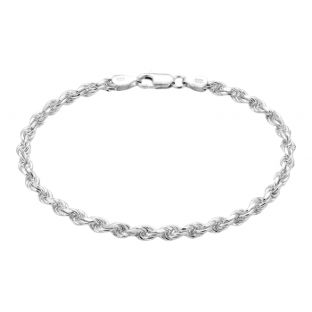 Armband, zilver koord 3,2mm. (lengte: 19cm.) - 8742 Armband, zilver koord 3,2mm. (lengte: 19cm.) - 8742