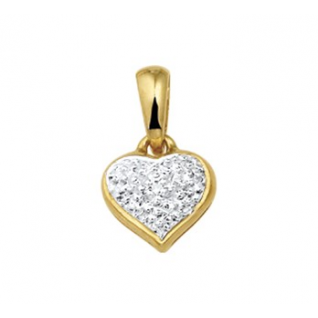 Hanger, 14krt.goud hart met 0,005ct.diamant (8mm.) - 8853