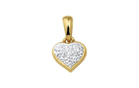 HC Hanger, 14krt.goud hart met 0,005ct.diamant (8mm.) - 8853