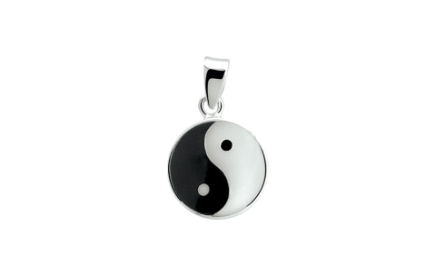 Hanger, zilver yin yang (15mm.) - 8891