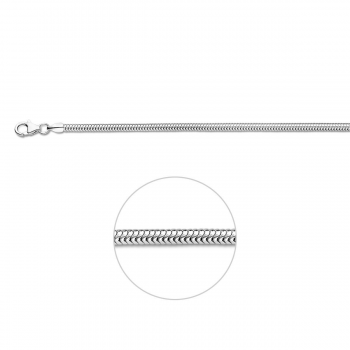 Armband., zilver gerhodineerd slangenschakle 3mm. (lengte: 18cm.) - 9091 Armband., zilver gerhodineerd slangenschakle 3mm. (lengte: 18cm.) - 9091