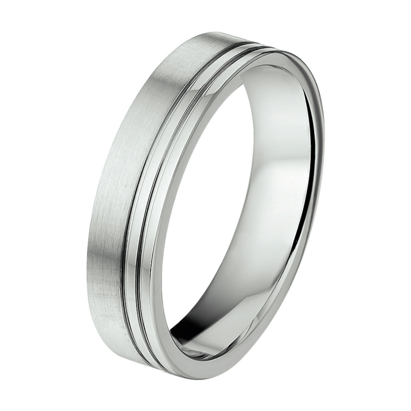Amorio Ring, edelstaal breedte 5,5mm. (maat 19) - 9110 Amorio Ring, edelstaal breedte 5,5mm. (maat 19) - 9110