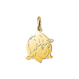 Hanger, 14krt.goud kinderhoofdje meisje (18mm.) - 9114 Hanger, 14krt.goud kinderhoofdje meisje (18mm.) - 9114
