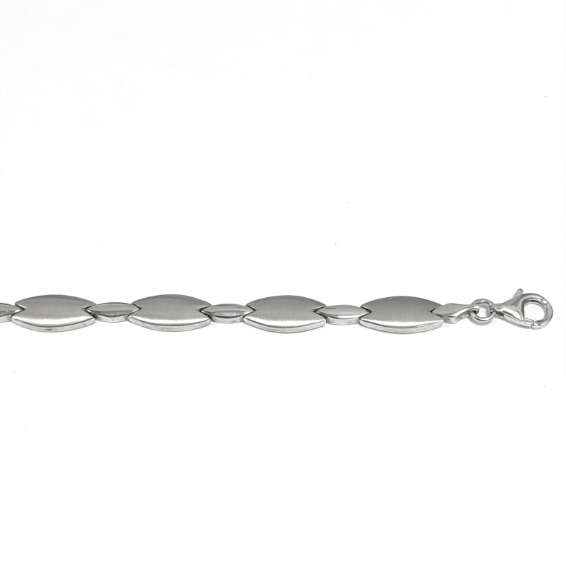 Armband, zilver gerhodineer mat/glans 7,5mm. (lengte: 19,5cm.) - 9152