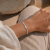 Armband, zilver gerhodineer mat/glans 7,5mm. (lengte: 19,5cm.) - 9152