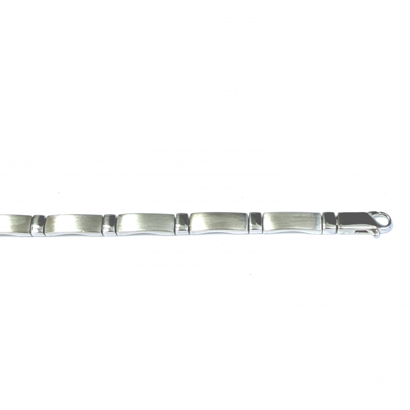 Armband, zilver met plaatjes breedte 5mm. (lengte: 19cm.) - 9154