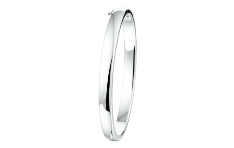 Bangle, zilver halfbol met scharnier (6mm.) - 9209