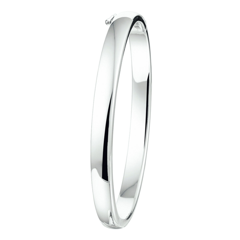 Bangle, zilver met scharnier ovale buis 6mm. (diameter: 60mm.) - 9209