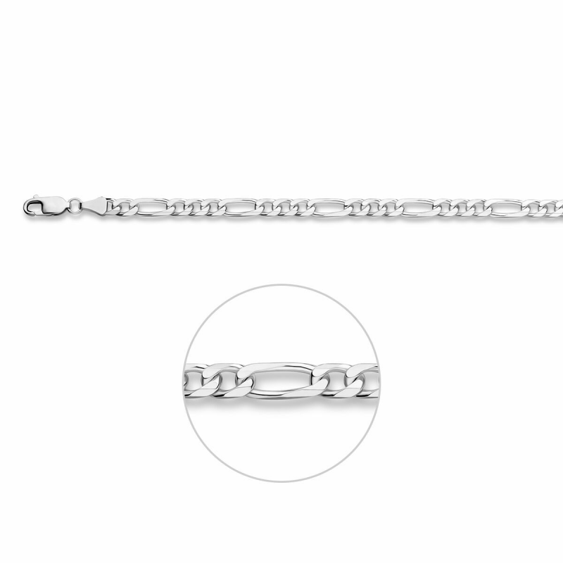 Armband, zilver figaroschakel 5mm. (lengte: 20cm.) - 9211